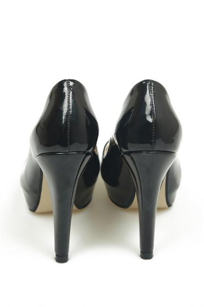 Siyah Rugan Plartform Topuklu Kadın Ayakkabı
